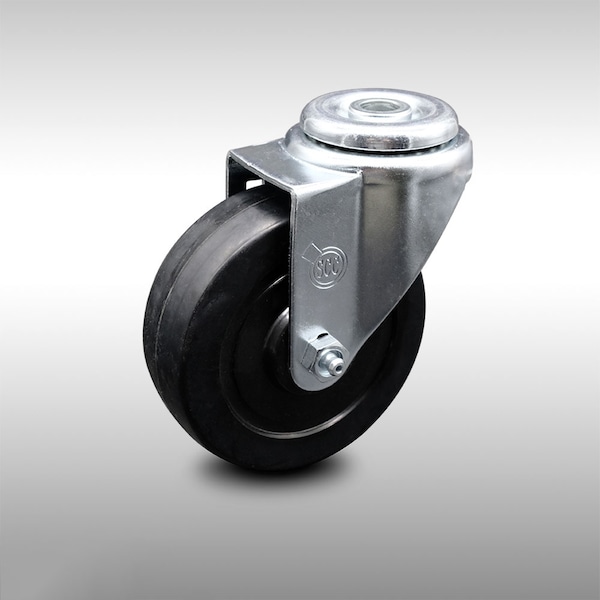 4 Inch SS Soft Rubber Wheel Swivel Bolt Hole Caster
